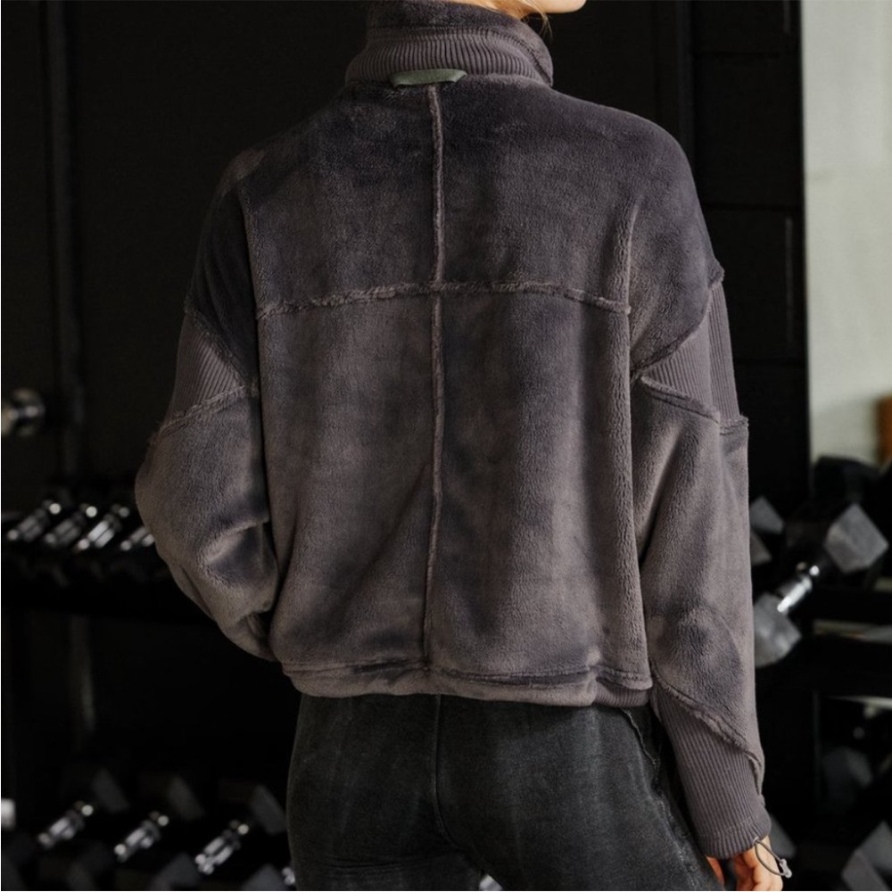 Free People FP Movement Seeing Stars Fleece Jacket Oversized Gray Medium - Picture 4 of 16
